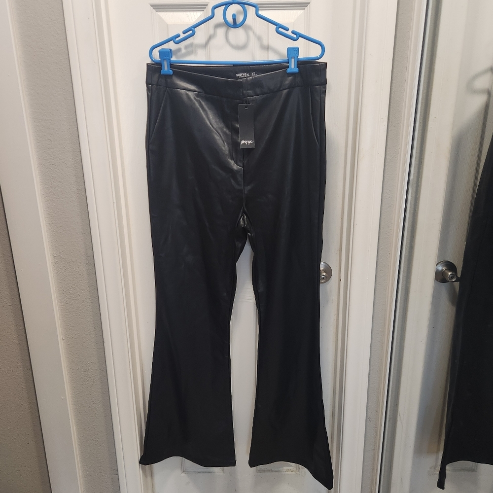 Nasty gal faux leather flared pants size 14 nwt